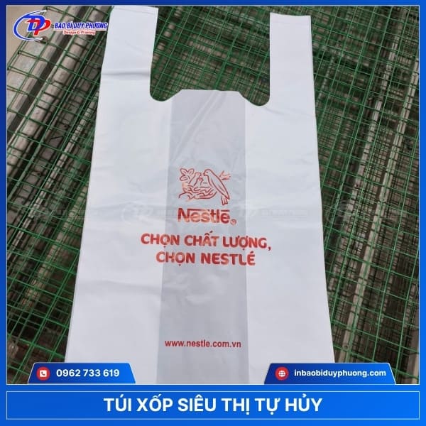 túi nilon siêu thị hai quai tự hủy