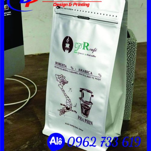 In Túi Zipper 8 Cạnh Cafe