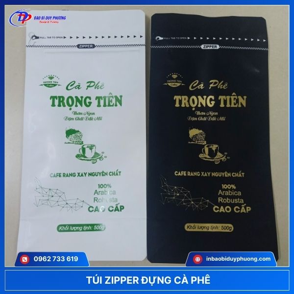 in tui zipper ca phe