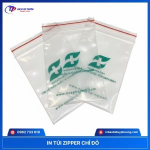 túi zip chỉ đỏ size nhỏ in theo yêu cầu