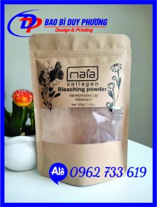 In Túi Zipper Giấy Kraft Cửa Sổ Tràn