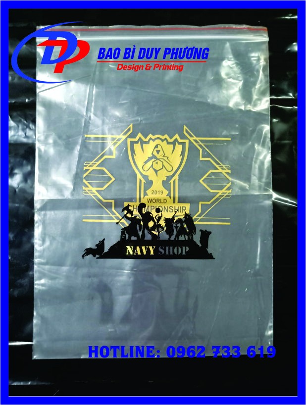 In Túi Zipper Chỉ Đỏ 2 Màu