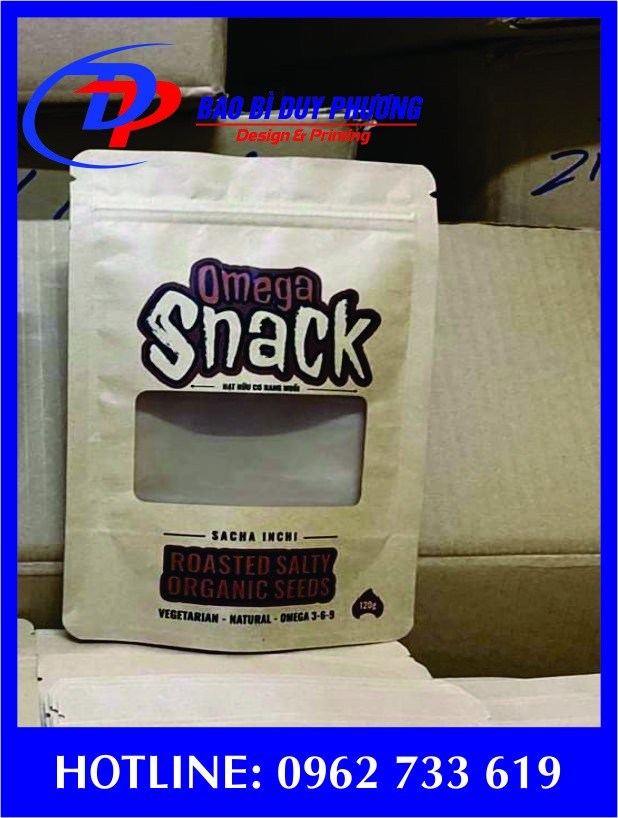 Mẫu túi zipper kraft có cửa sổ