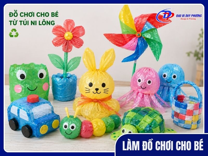 Dùng túi ni lông tái chế thành đồ chơi cho bé