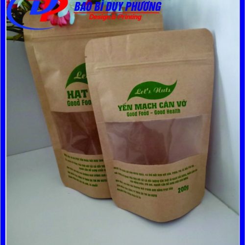 In túi zipper giấy kraft cửa sổ hcm