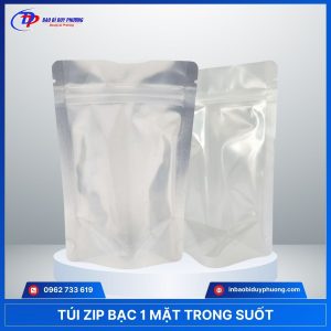túi zip bạc 1 mặt trong