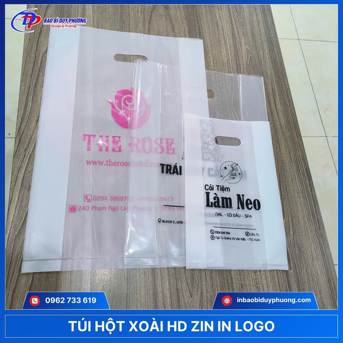 túi nilon hột xoài hd zin in logo
