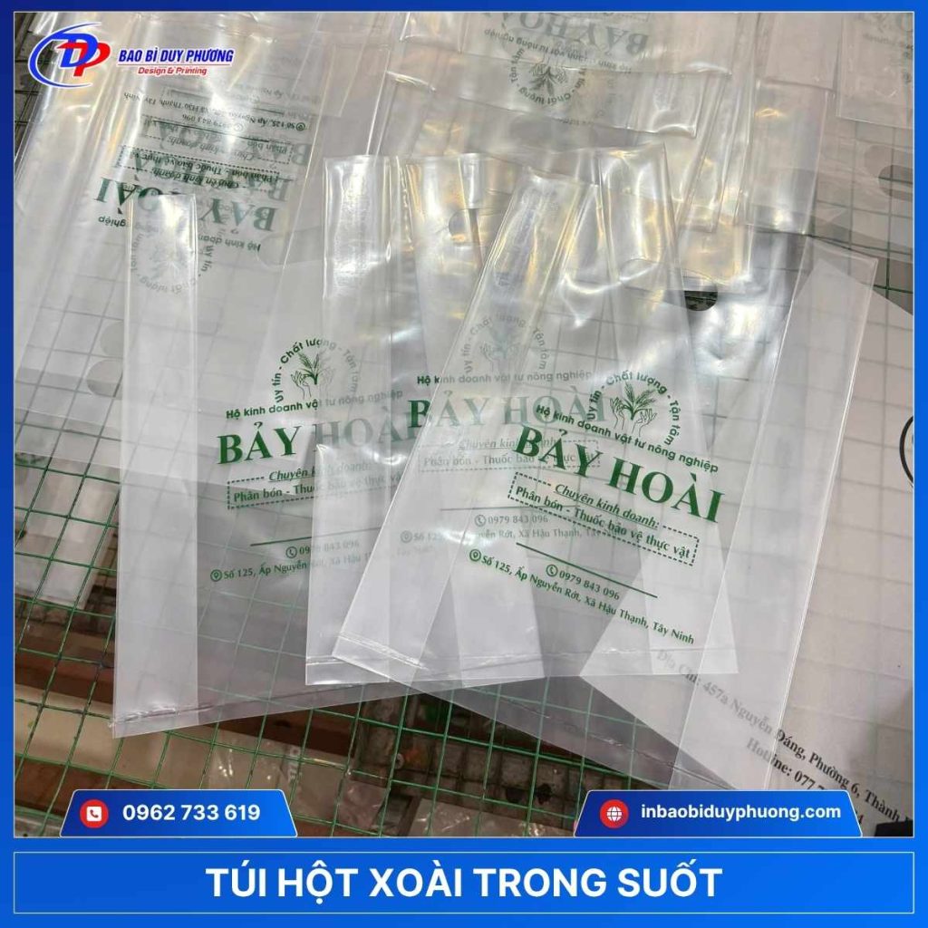 Túi nhựa quai hột hoài trong suốt in logo