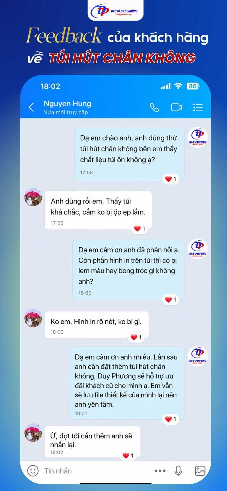 feedback của khách hàng về chất lượng của túi pa/pe rút chân không