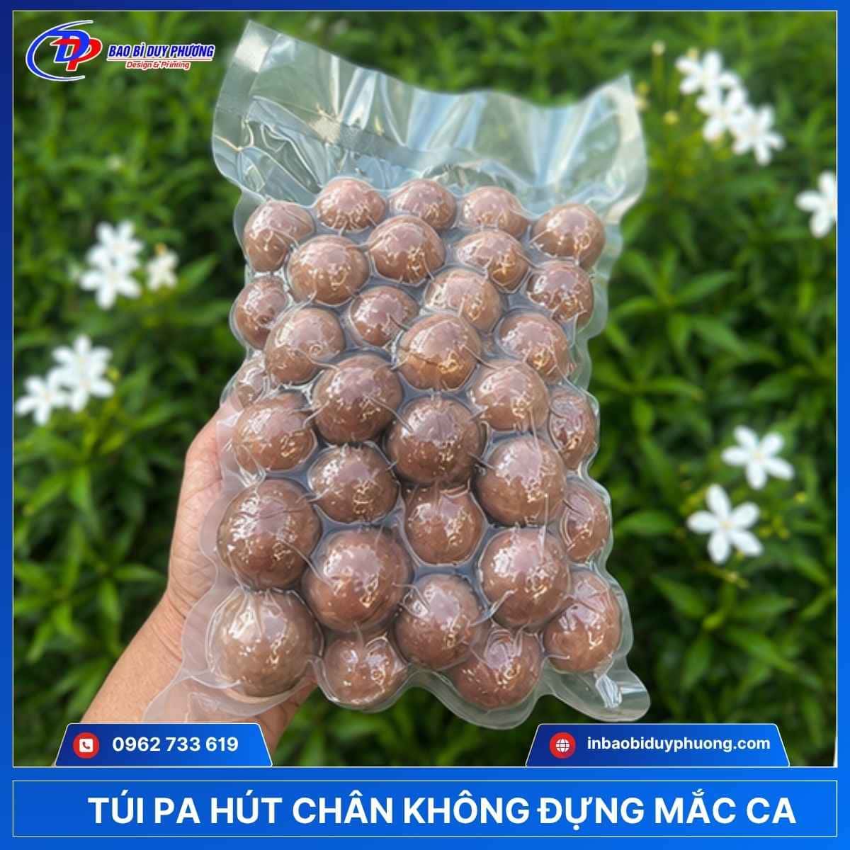 bao bì hút chân không đựng mắc ca