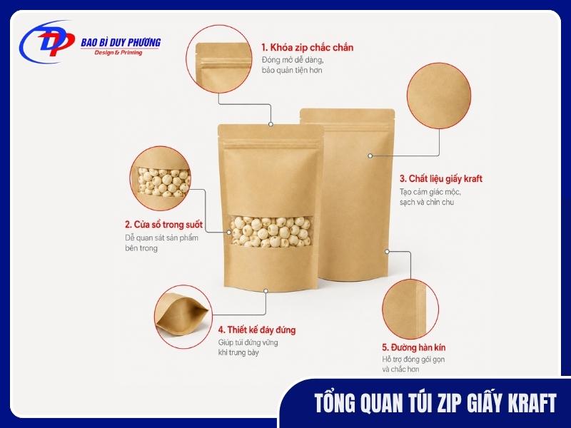 tổng quan về túi zip giấy kraft đáy đứng