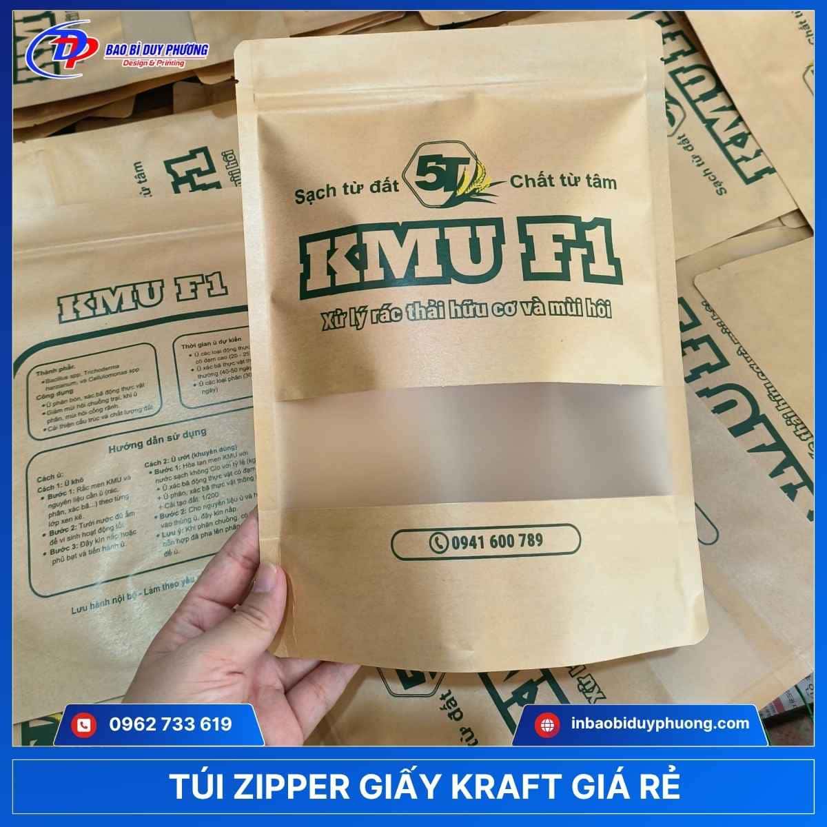 túi zip giấy kraft có khóa zip