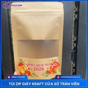 tui giay kraft zipper cua so tran vien
