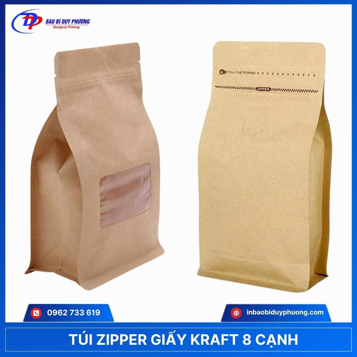 túi giấy zipper 8 cạnh