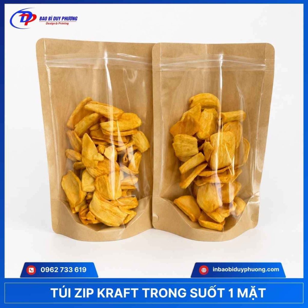 Túi zipper giấy kraft đựng hoa quả sấy ở Cần Thơ 