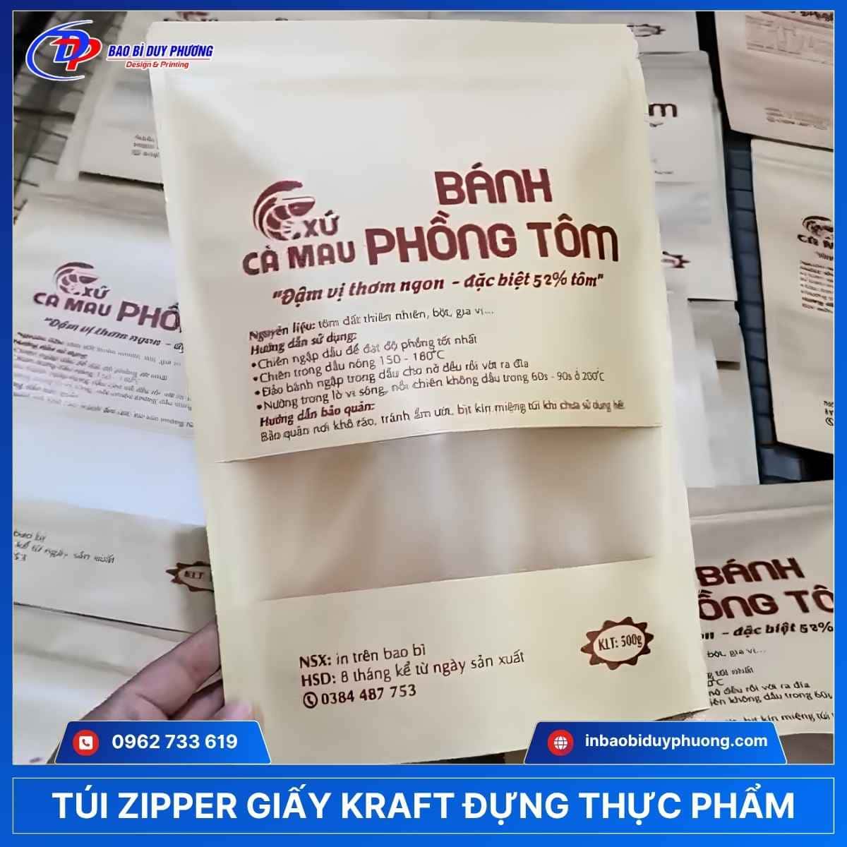 Túi zipper giấy kraft đựng thực phẩm