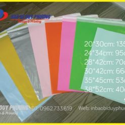 Bảng size túi niêm phong dán hàng