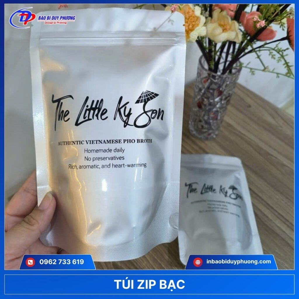 Túi zip 2 mặt bạc