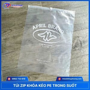 túi zipper miệng khóa kéo trong suốt PE