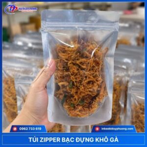 Túi zipper bạc đựng khô gà