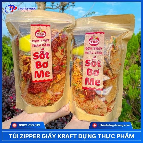 Túi zipper giấy kraft đựng thực phẩm
