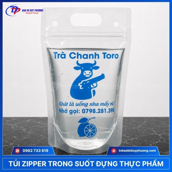 Túi zip trong suốt đựng trà chanh