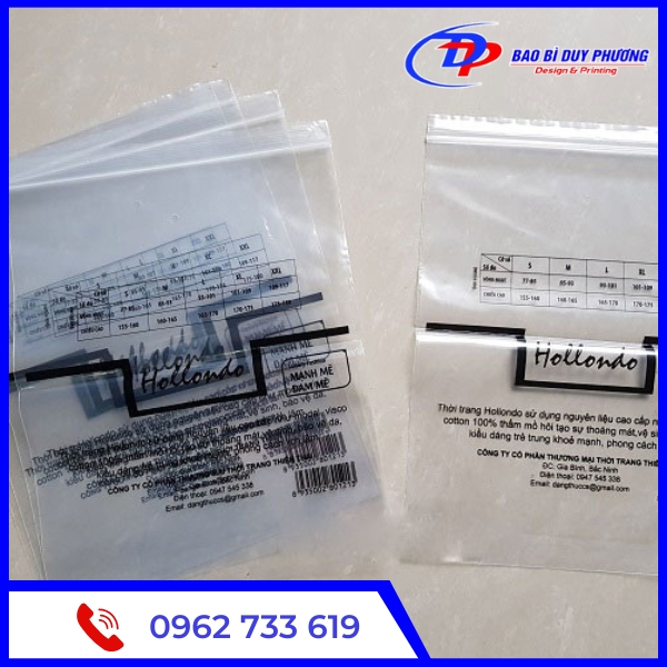 in túi zipper chỉ trắng in tui zipper chi trang
