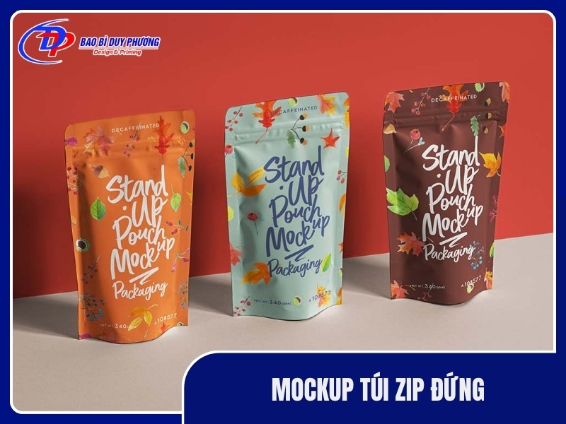 Mockup tui zip dung Stand up pouch
