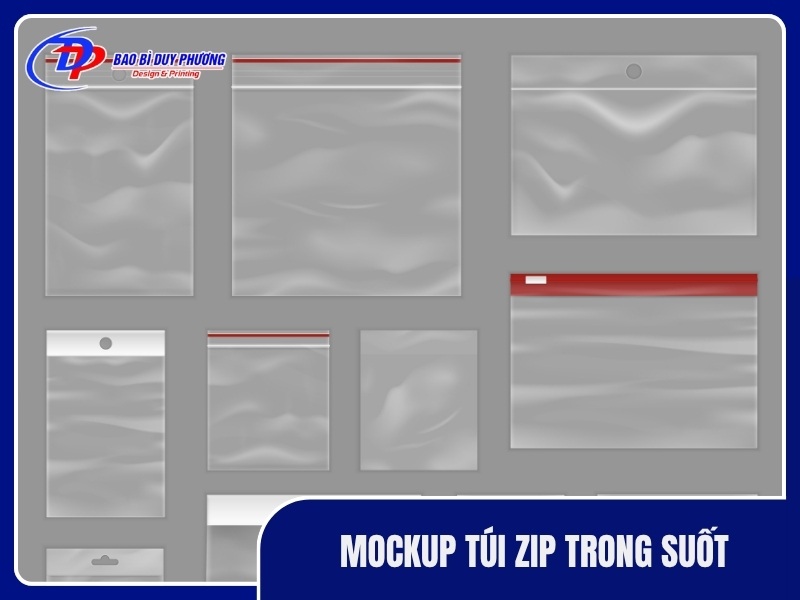 Mockup tui zip trong suot
