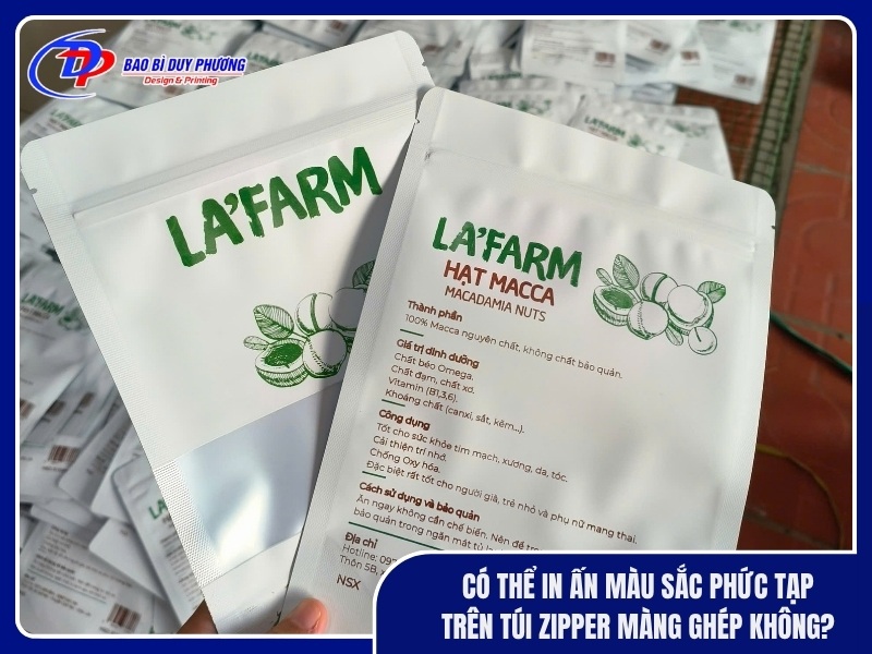 Co the in an mau sac phuc tap tren tui zipper mang ghep khong