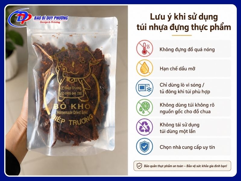 Các lưu ý trong quá trình sử dụng túi đựng thực phẩm