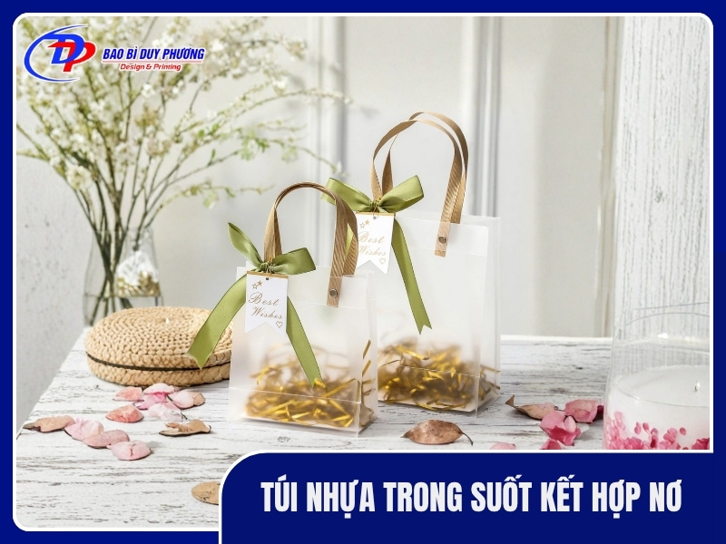 Túi nhựa trong suốt kết hợp nơ
