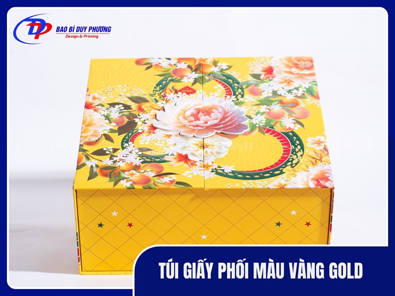 Túi giấy phối màu vàng gold