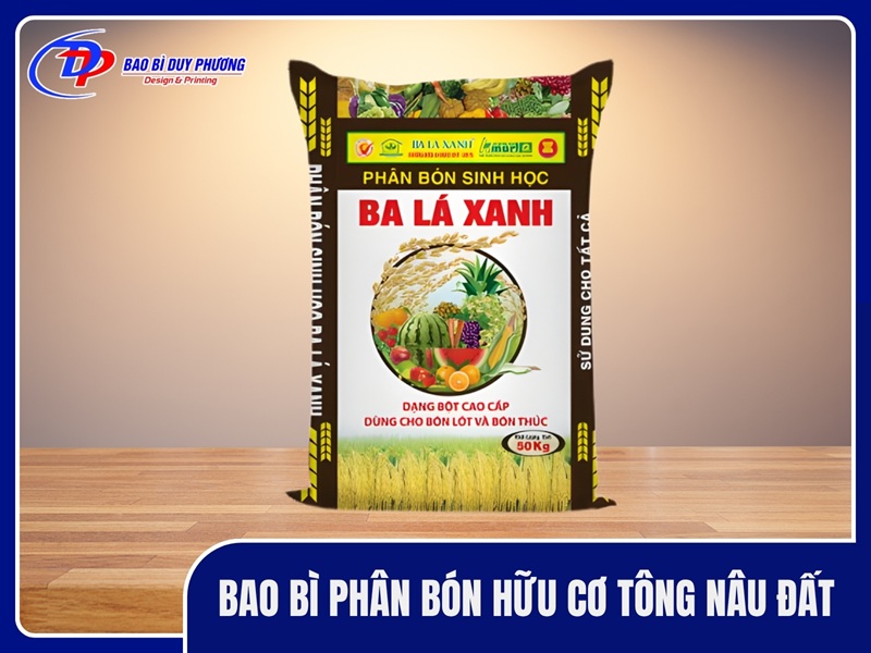 Bao bì phân bón hữu cơ tông nâu đất