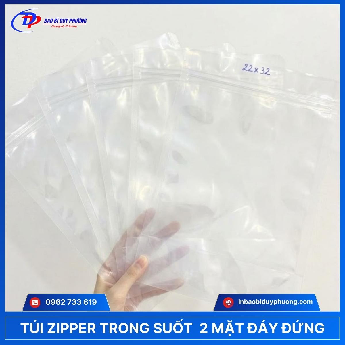 tui zip 2 mat trong suot day dung