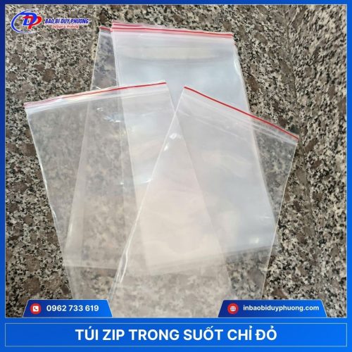 túi zip trong chỉ đỏ