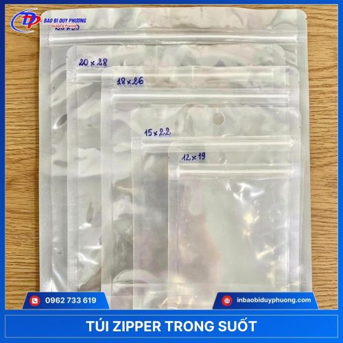 túi zipper trong suốt