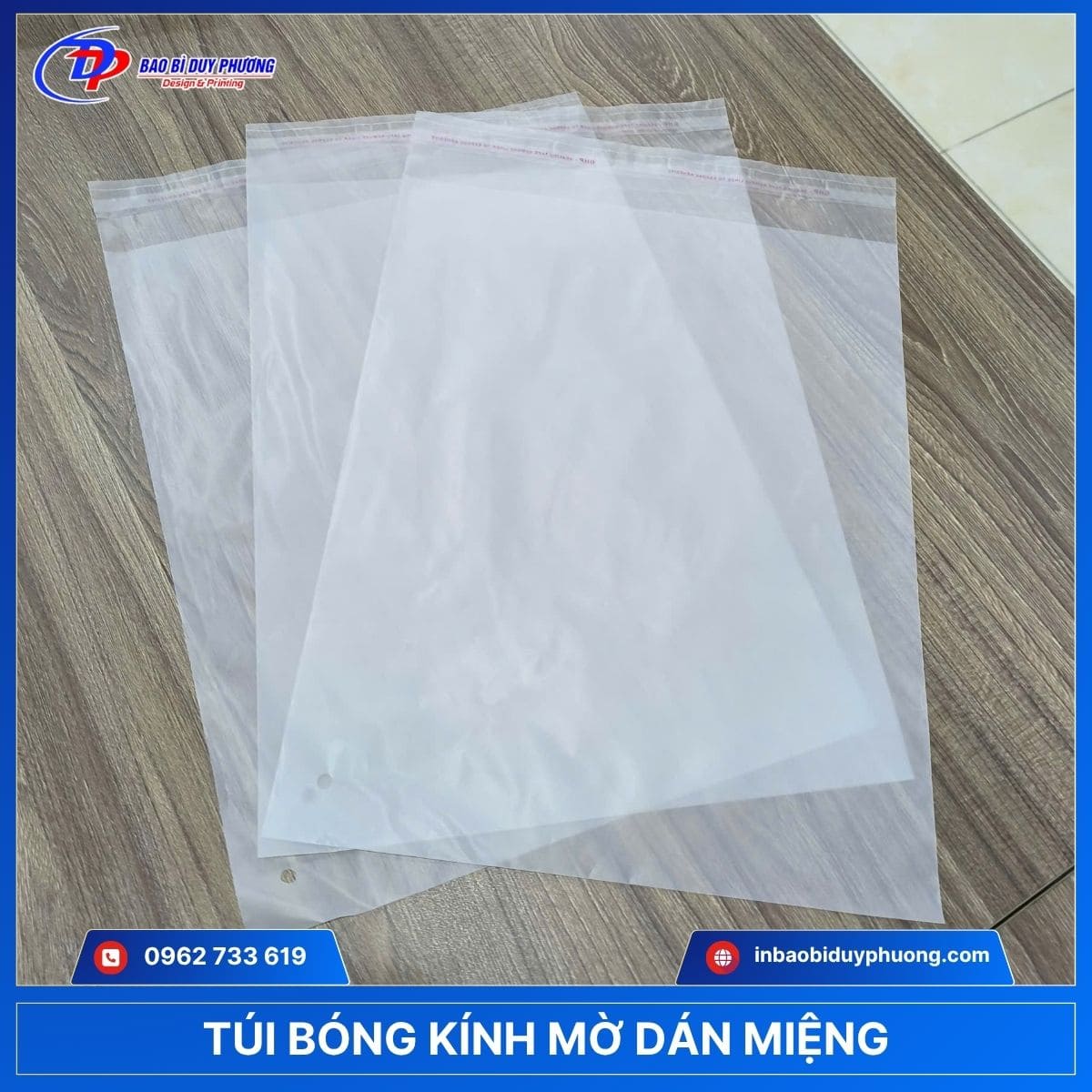 túi bóng kính dán miệng