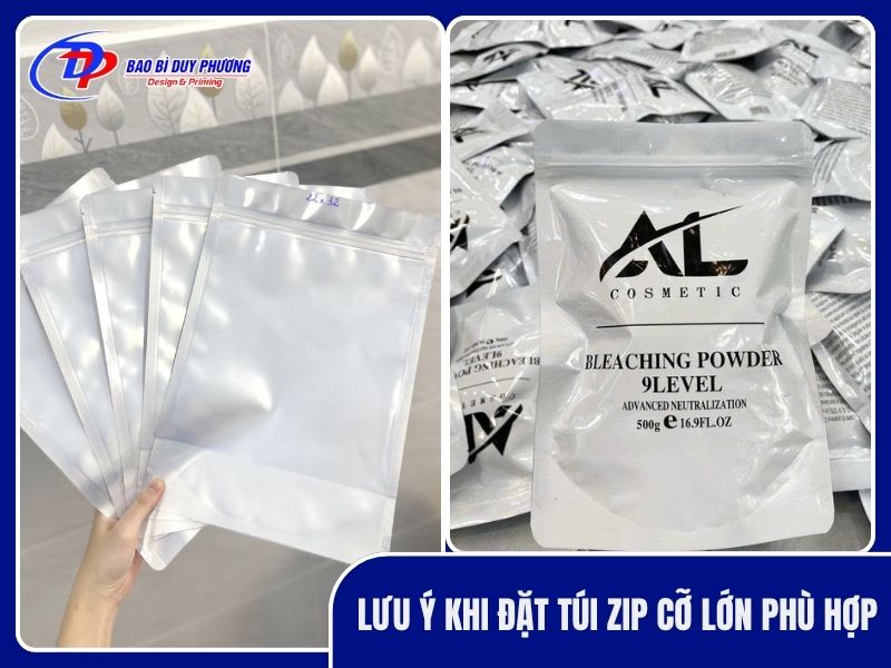 lưu ý khi đặt túi zipper kích cỡ lớn