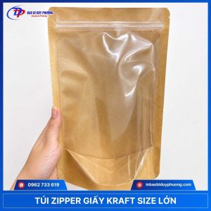 túi zipper giấy kraft size to