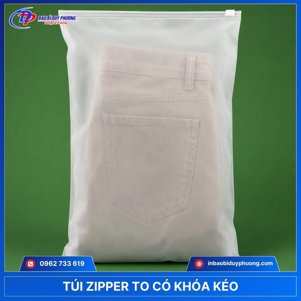 túi zipper khóa kéo size to