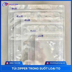 túi zip cỡ lớn trong suốt 2 mặt