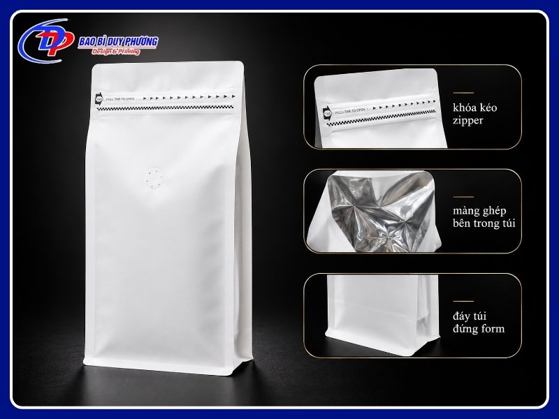 đặc điểm cấu tạo của tui zipper cà phê