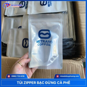 Túi zip 1 mặt bạc đựng cà phê