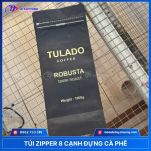 túi zipper 8 cạnh đựng cà phê