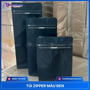 Túi zipper màu đen cạnh
