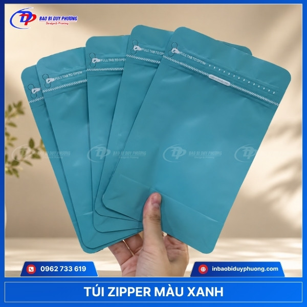 Túi zipper màu xanh