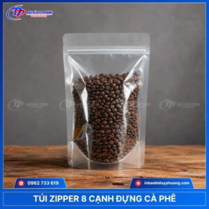 Túi zipper trong suốt đựng cafe hạt