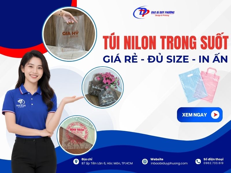 Túi ni lông nhựa trong suốt giá rẻ, đủ kích cỡ,in ấn