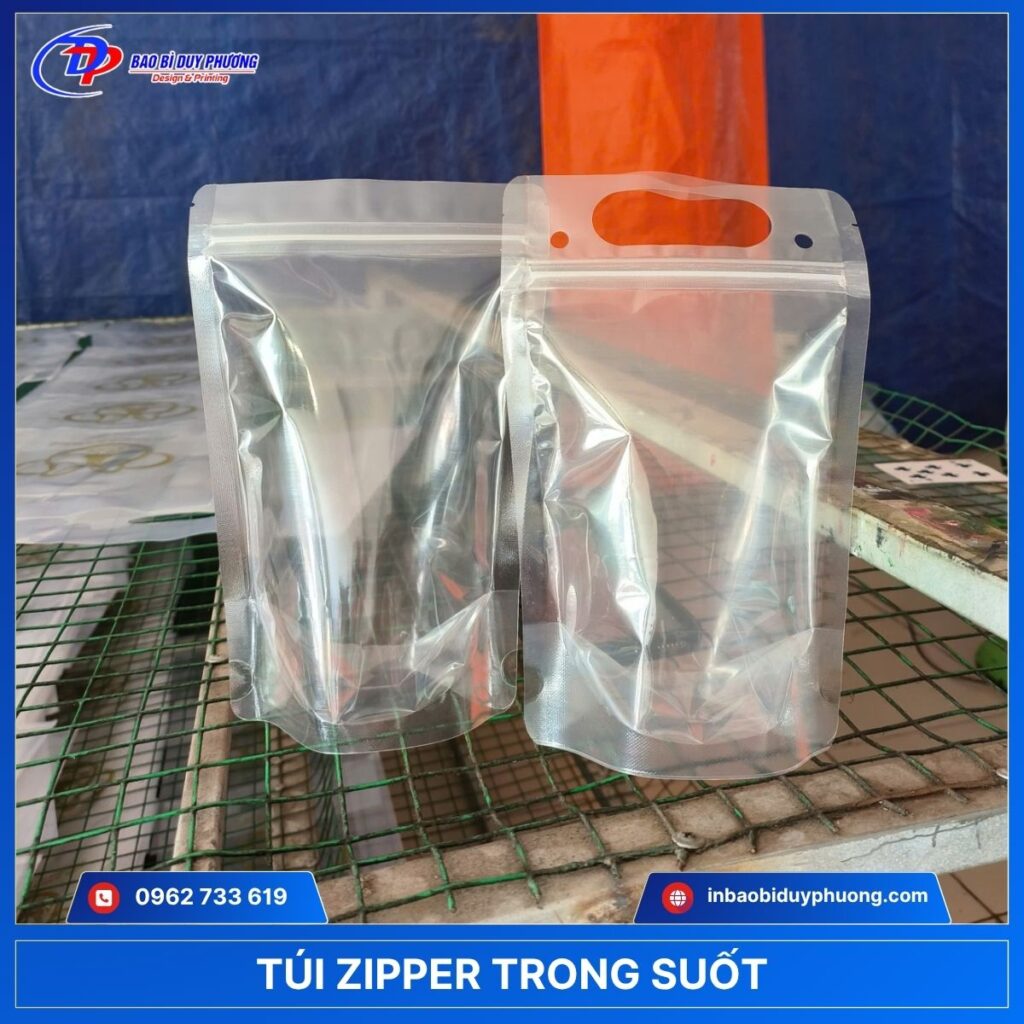 Túi zip trong suốt hạt xoài